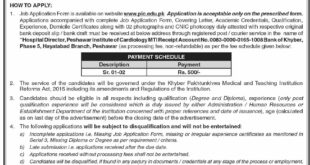 Job Vacancies At Office of The Hospital Director Peshawar Institute Of CARDIOLOGY-MTI,(PIC-MTI) Peshawar.